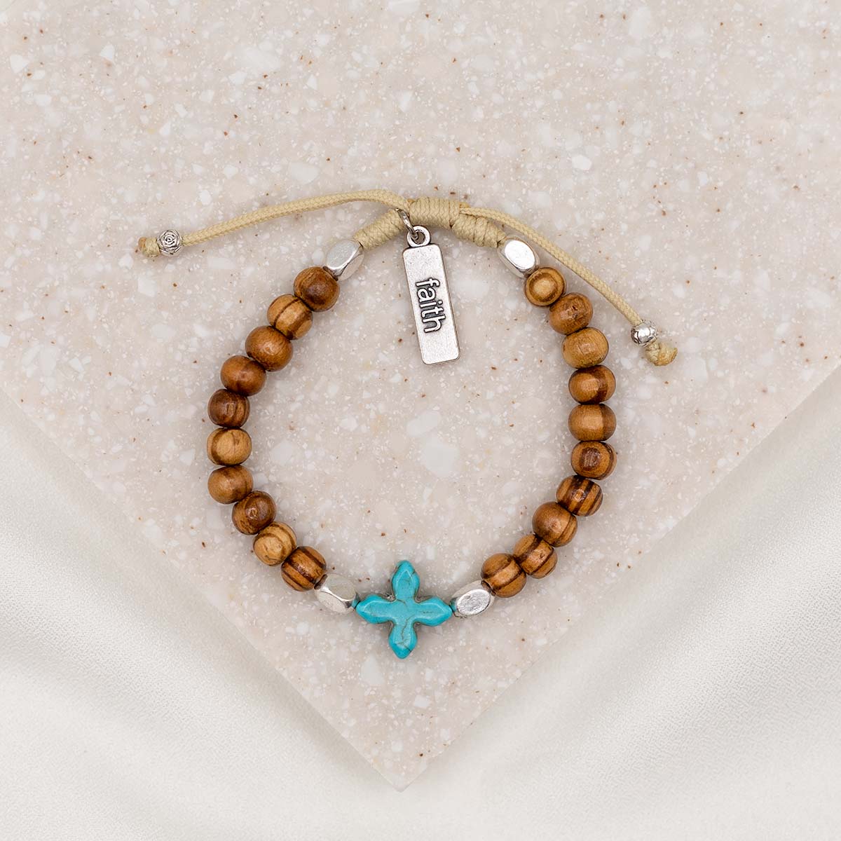 Grounded in Faith Olive Wood Bead Bracelet
