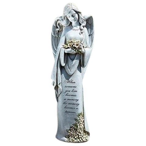 22.75"H Memorial Angel with Flower Garden Statue