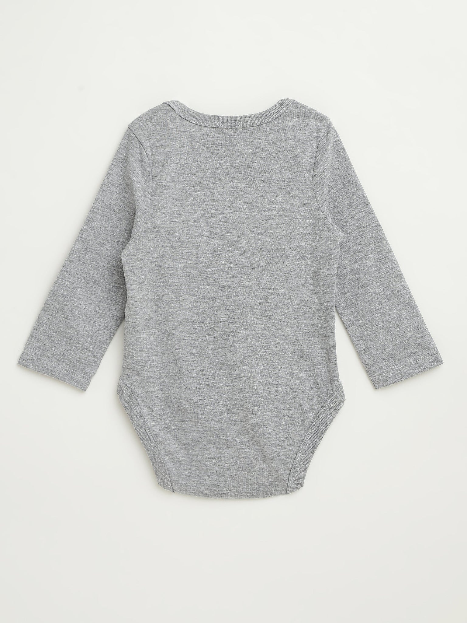 Heather Grey Prayer Pocket Long Sleeve Bodysuit Cotton