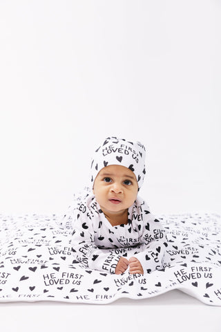 He First Loved Us PJ Footed Onesie Cotton