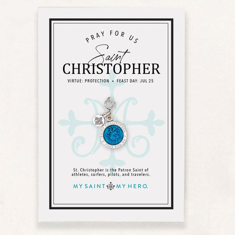 Saint Christopher Blue Enamel Medal