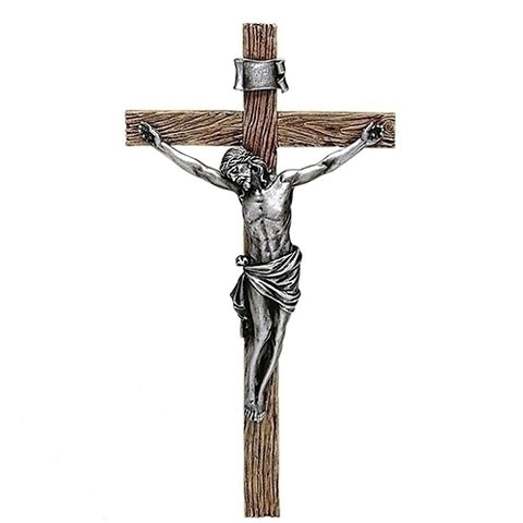 20.25"H Antique Silver Crucifix