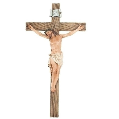 20.5" Crucifix Wood Grain Tone Cross