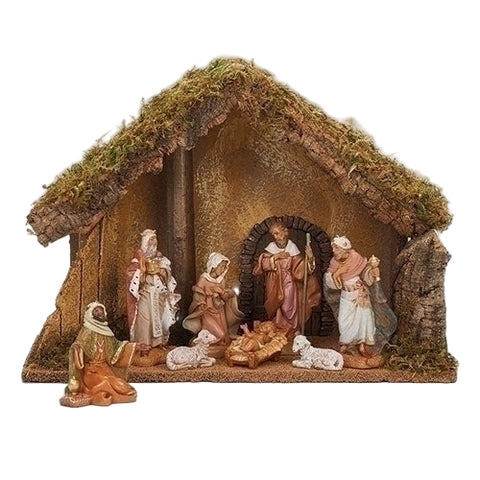 8 Figure Nativity Scene with Italian Stable