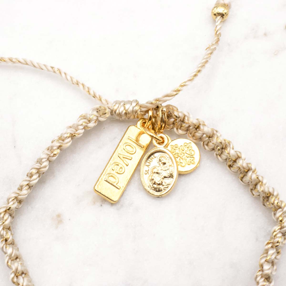 A Grandmother's Love St. Anne Crystal Woven Blessing Bracelet