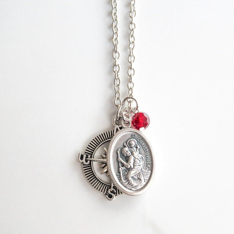 St Christopher Compass Necklace