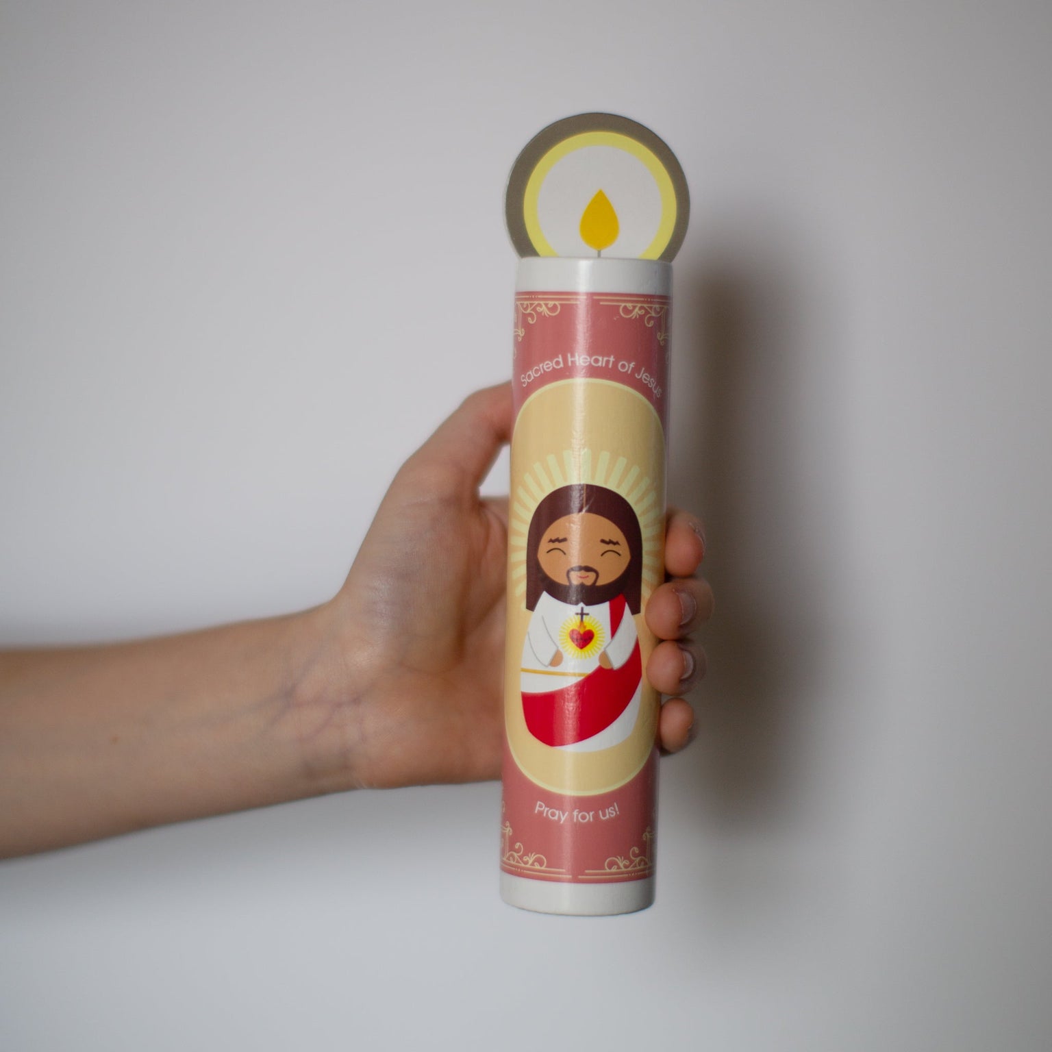 Sacred Heart of Jesus Wooden Prayer Candle
