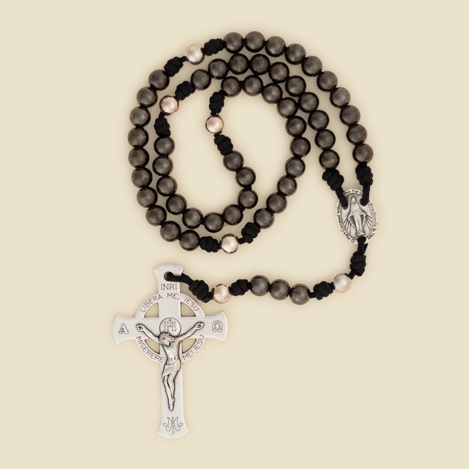Lifetime Rosaries, Deliverance Cross Rosary, Black/Silver