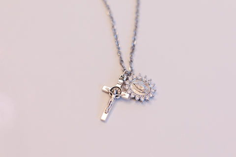 Necklace - Jesus & Mary - Silver