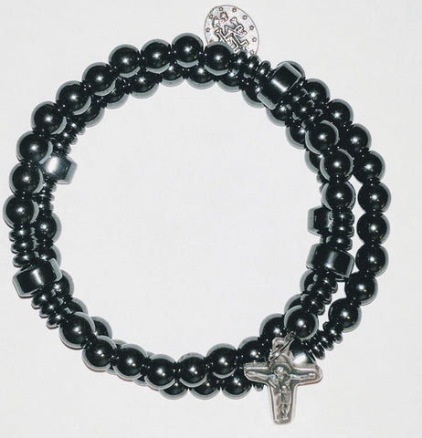 "Resolve of Steel" Hematite Rosary Bracelet Wrap - "Nuts and Bolts"