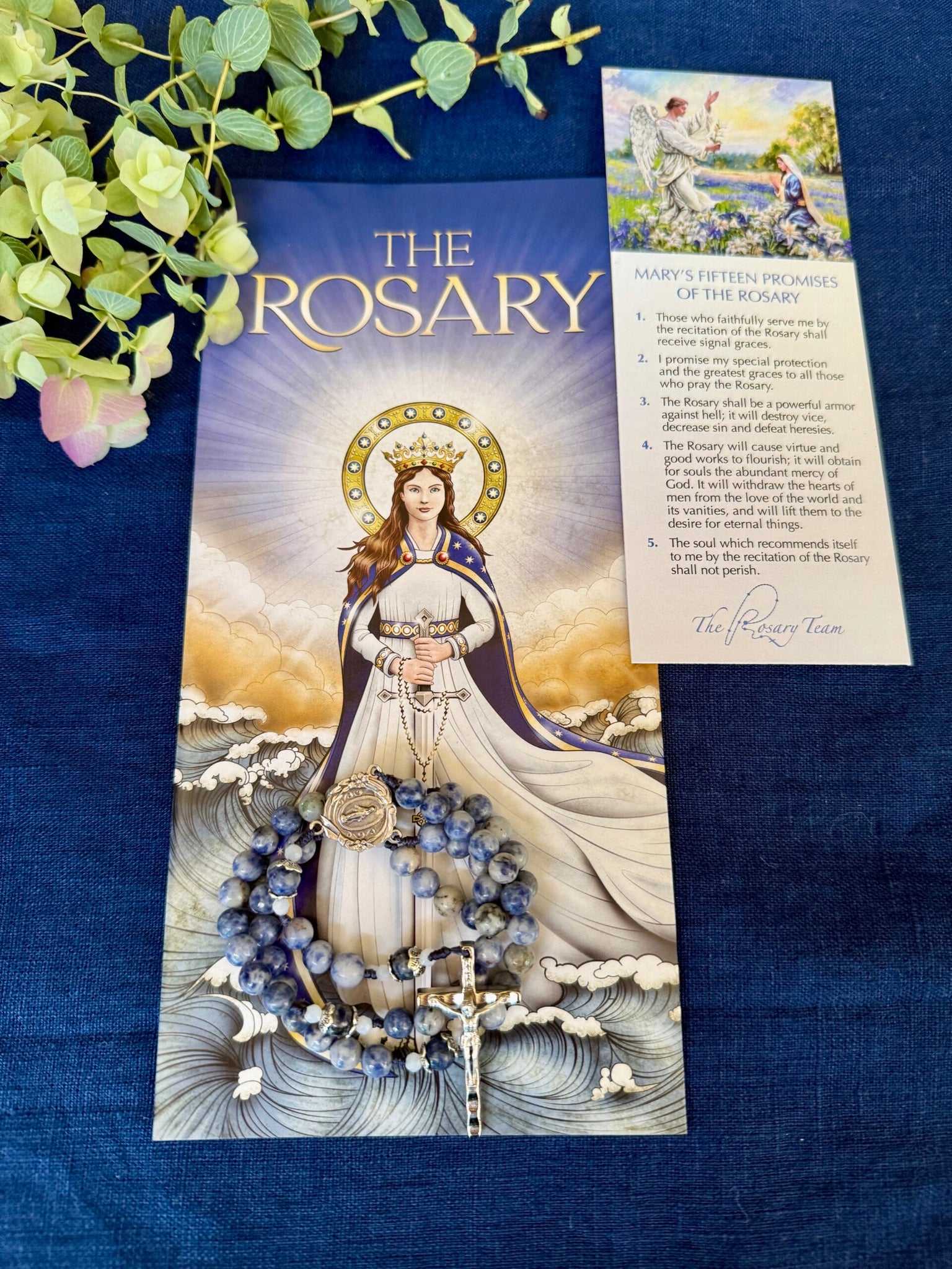 Handmade Snowflake Sodalite Gemstone Rosary Bundle