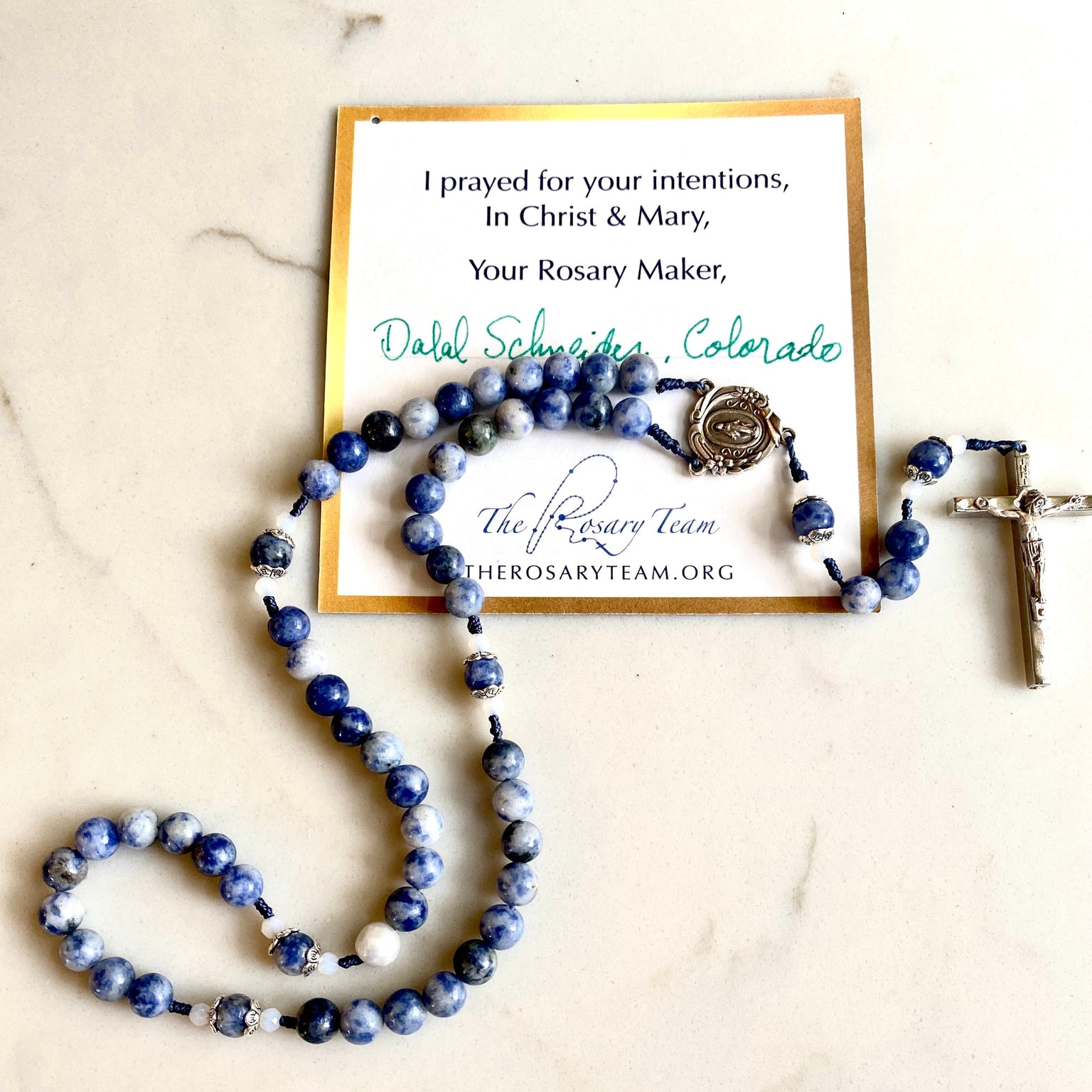 Handmade Snowflake Sodalite Gemstone Rosary Bundle