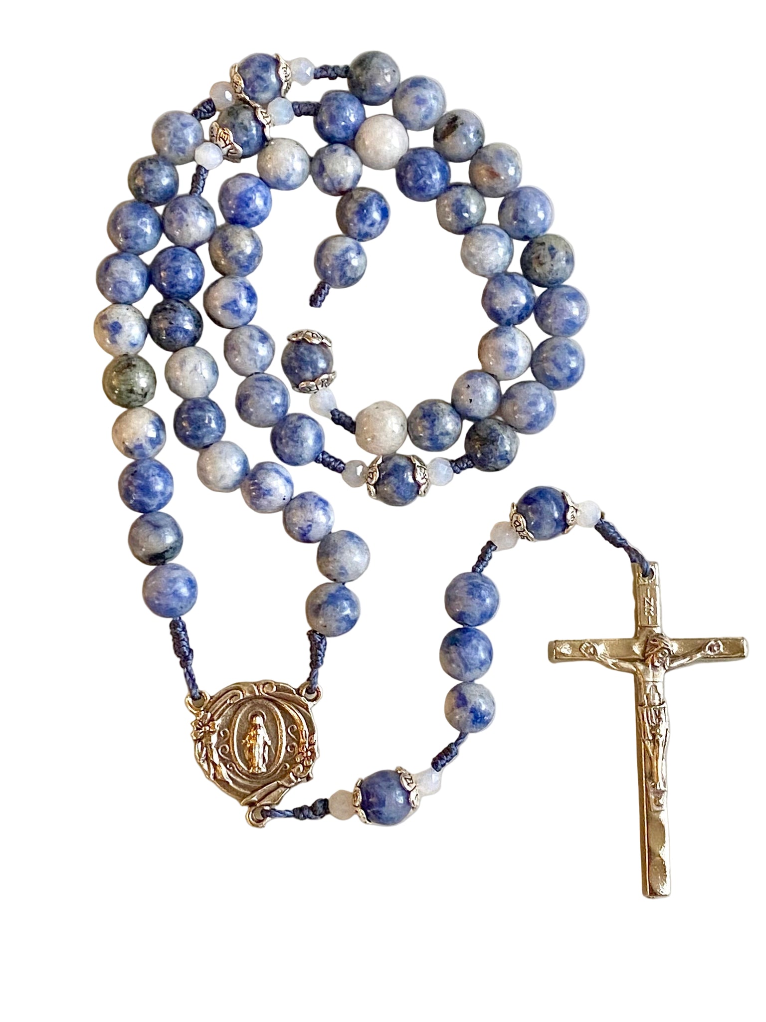 Handmade Snowflake Sodalite Gemstone Rosary Bundle