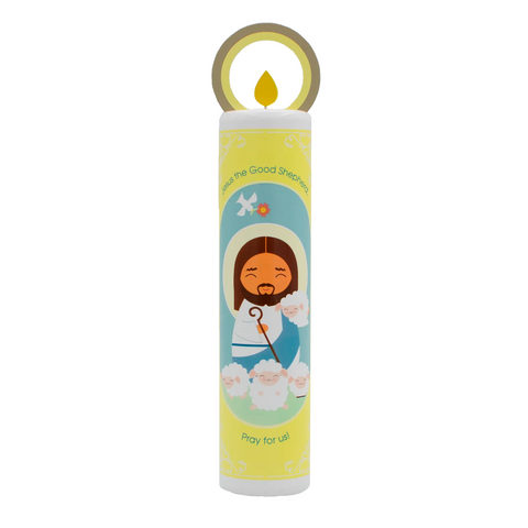 Jesus Christ, the Good Shepherd (The Our Father) Wooden Prayer Candle