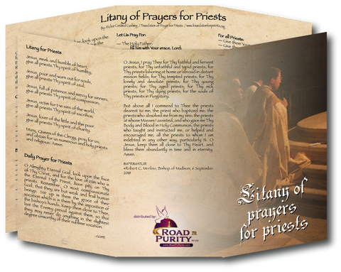 NEW! Litany of Prayers for Priests - Prayer Card / 3" x 6" folded (c)