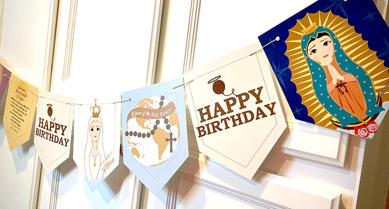 Mother Mary Happy Birthday Pennant Banner