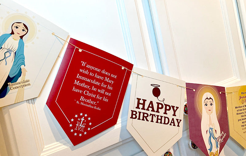 Mother Mary Happy Birthday Pennant Banner