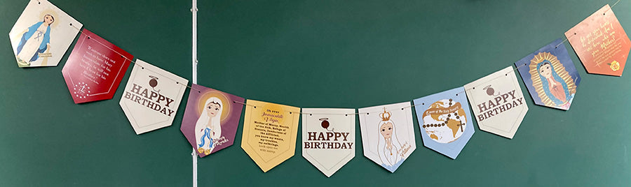 Mother Mary Happy Birthday Pennant Banner