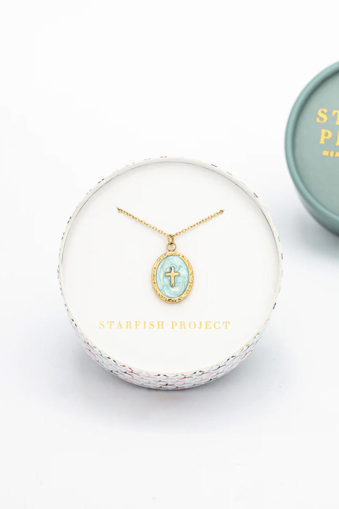 Fairtrade Turquoise Cross Necklace