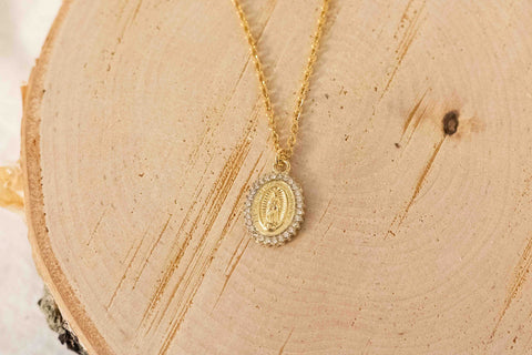 Necklace - Oval Mother Mary