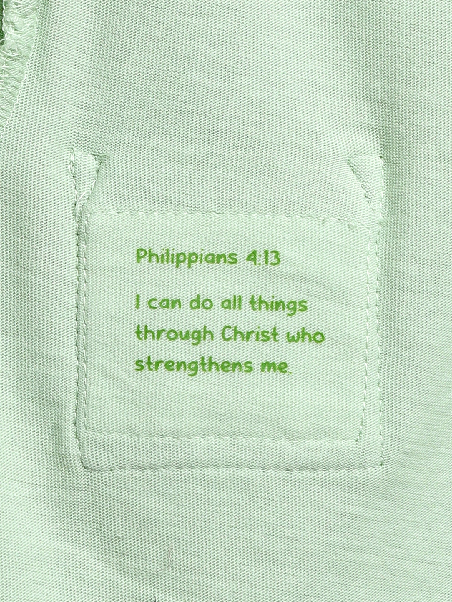 Pistachio Prayer Pocket Short Sleeve Bodysuit Cotton