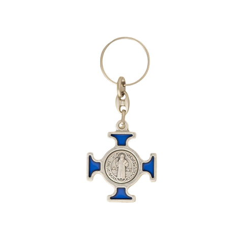 St. Benedict Keychain in Blue or Red
