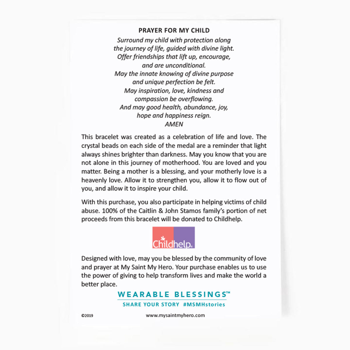 A Mother's Love Blessing for My Child Bracelet