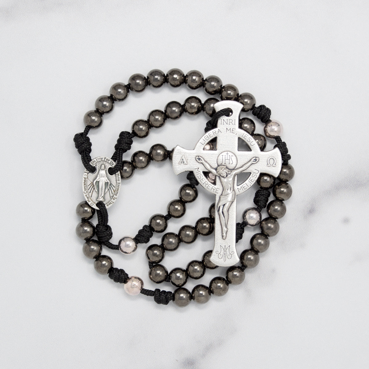 Lifetime Rosaries, Deliverance Cross Rosary, Black/Silver