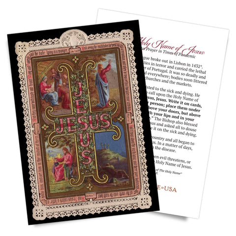 The Holy Name of Jesus - A Miraculous Prayer in Times of Pandemic Holy Card
