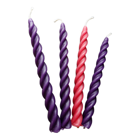 Advent candles pure beeswax twisted spiral candles 7.25 inches