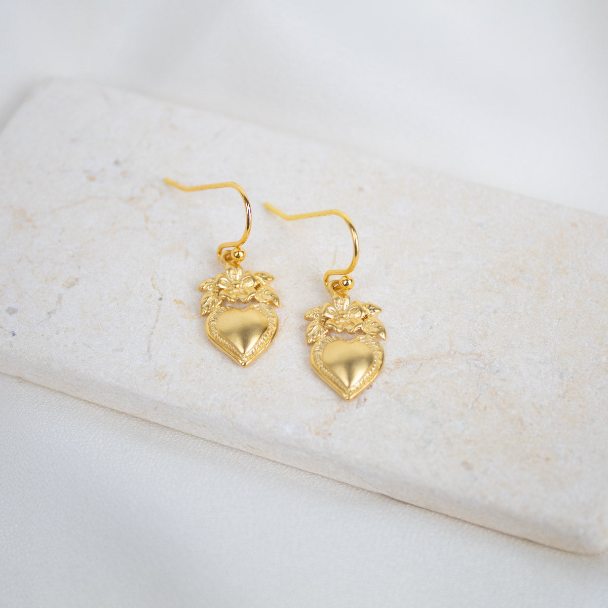 Sacred Heart Flower Earrings