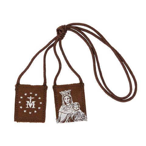 Premium Brown Scapular, Brown & Cream, Our Lady of Mt. Carmel