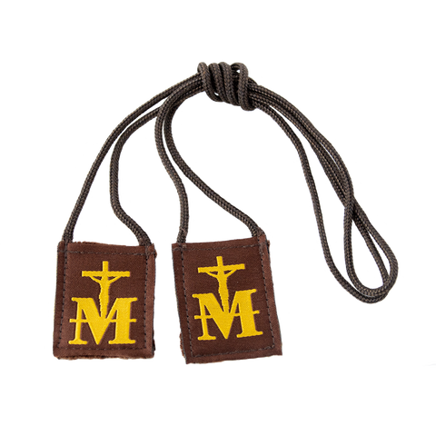 Premium Brown Scapular, Brown & Gold