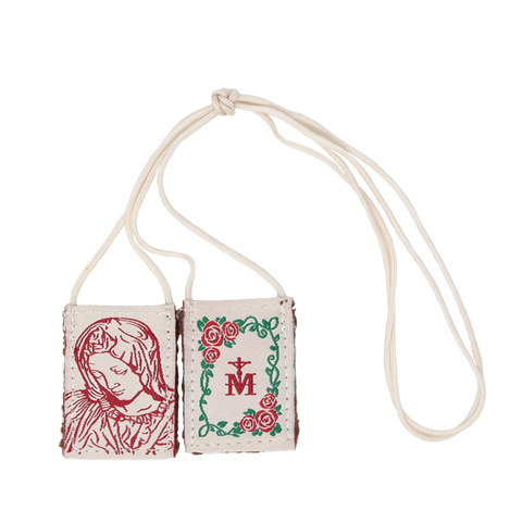 Premium Brown Scapular, Cream & Rose Pietà