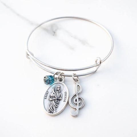 St Cecilia Patron Saint of Musicians Bangle Bracelet