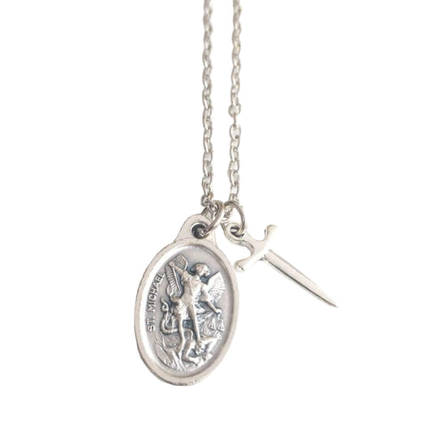 St Michael the Archangel and Guardian Angel Necklace