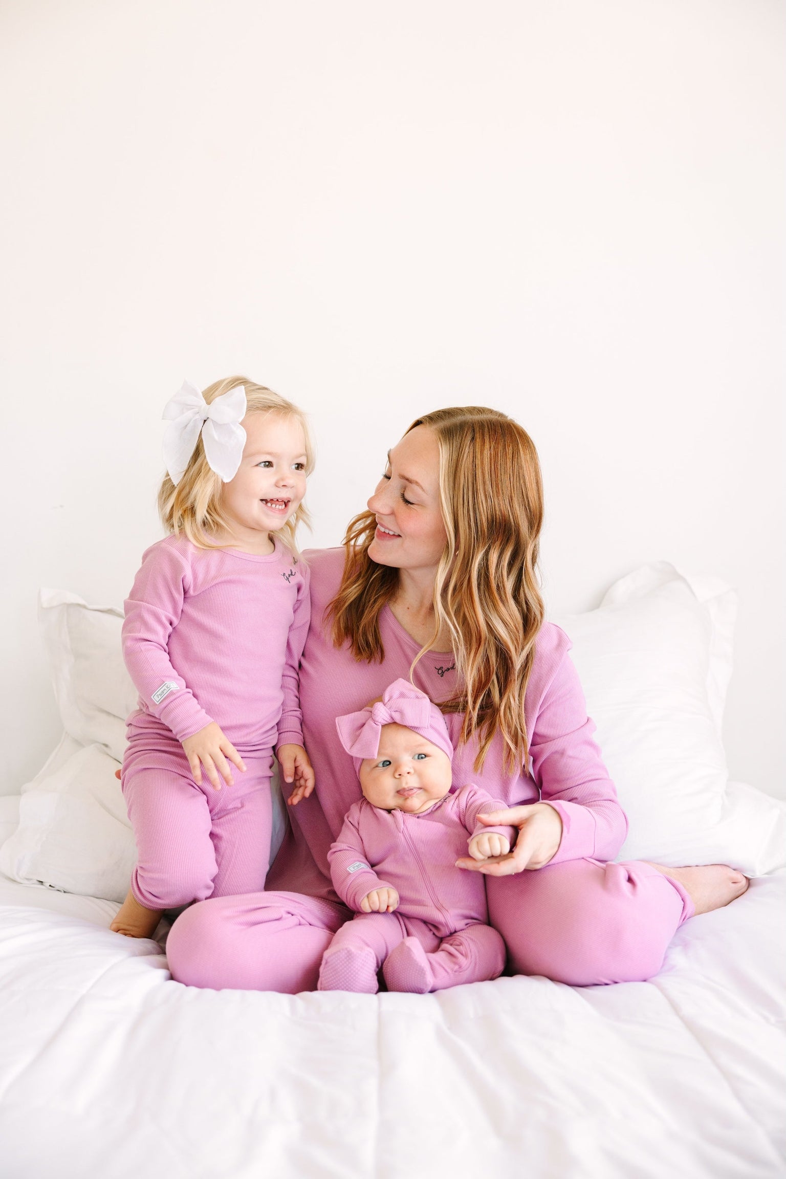 Solid Mauve Womens PJ Jogger Set Ribbed Cotton-Bamboo Blend