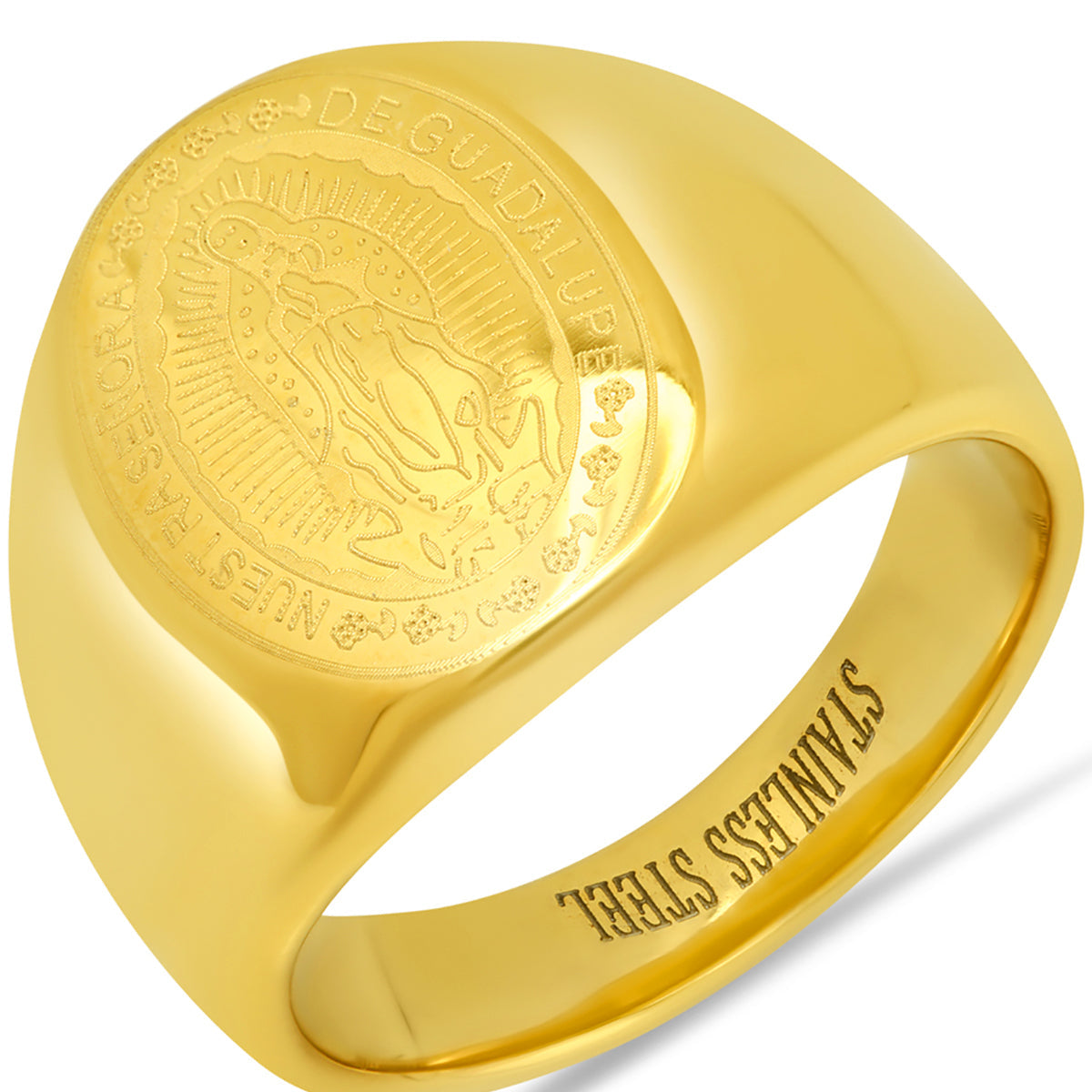 18K Gold Plated Stainless Steel Lady Of Guadalupe Ring