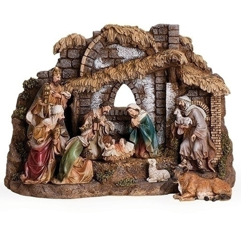 10 Figure Nativity Scene with Stable