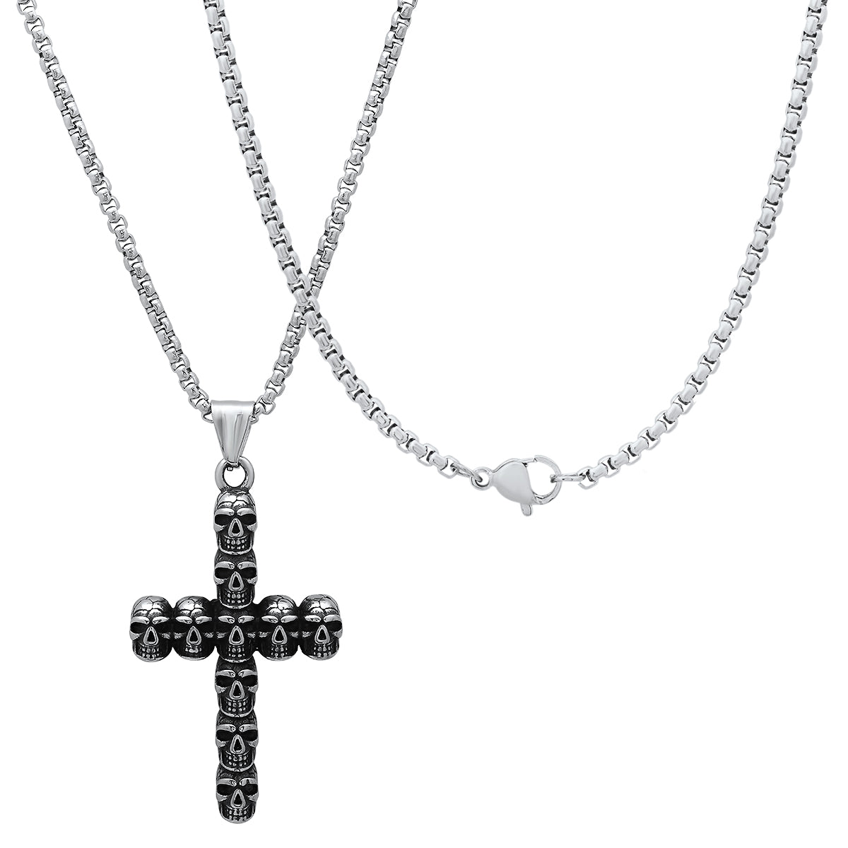 Stainless Steel Skull Cross Pendant