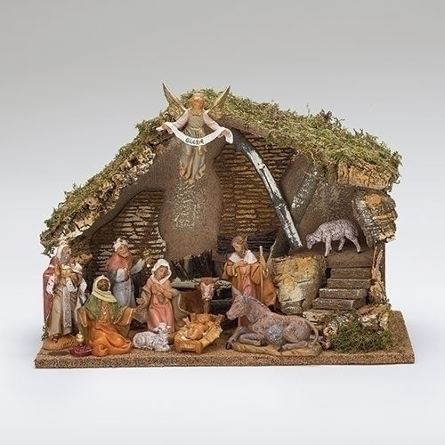 11 Figure Nativity Scene with Italian Stable