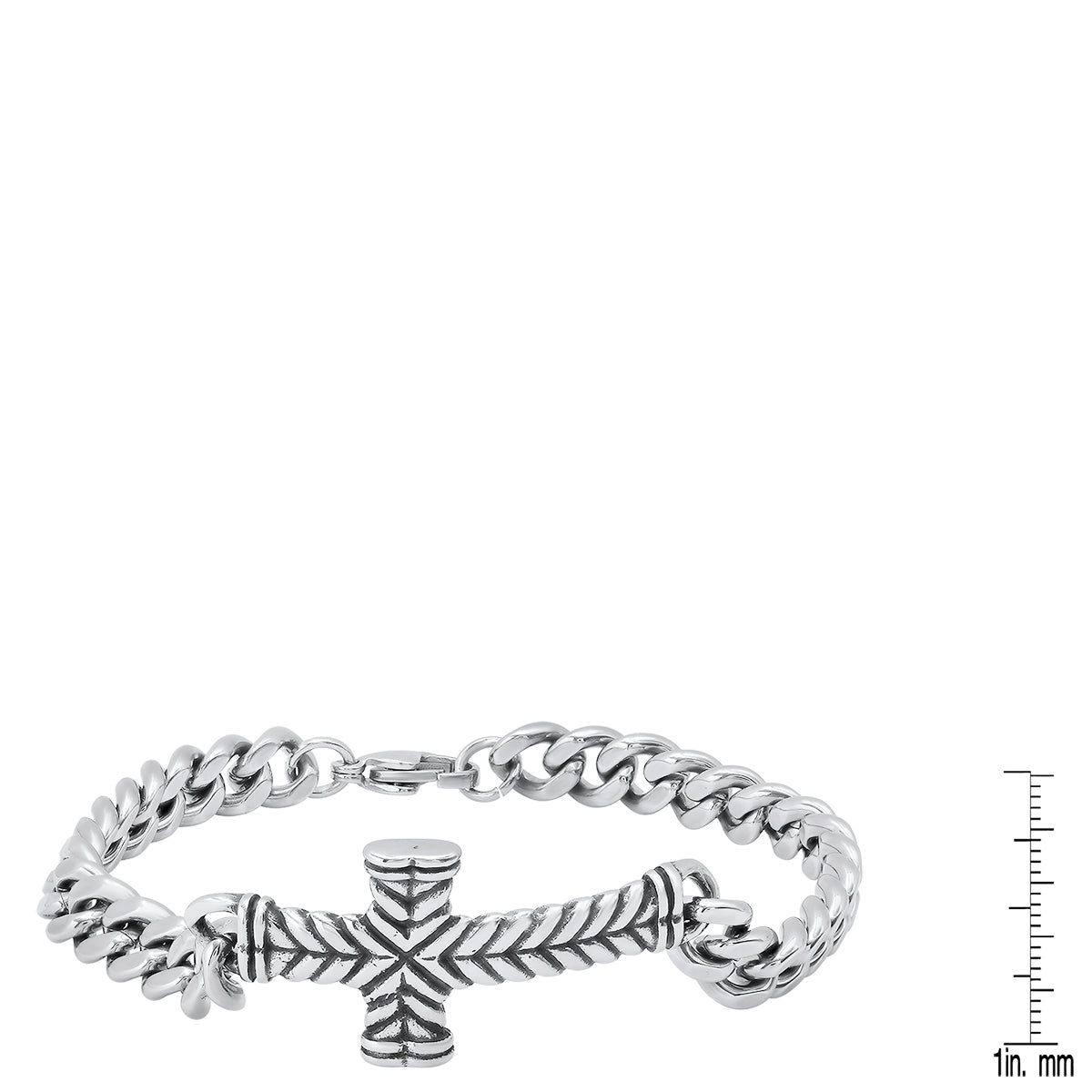 Stainless Steel Cuban Chain Cross Id Bracelet