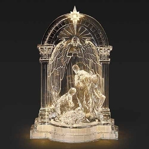 9.5"H LIGHTED HOLY FAMILY WITH ANGEL UNDER ARCH