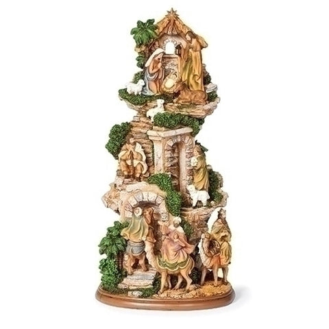 17"H STABLE W/ STAIRS NATIVITY SCENE