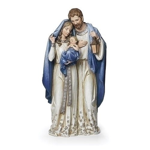 12.7"H NAVY SILVER HOLY FAMILY FIGURE SPARKLE GEMS