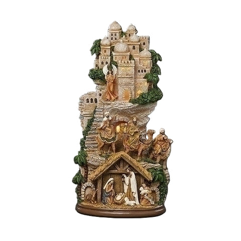 17"H LIGHTED STAIRS NATIVITY SCENE