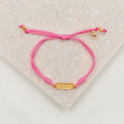 Hope -  Pink Words of Wisdom Breast Cancer Awareness Bracelet