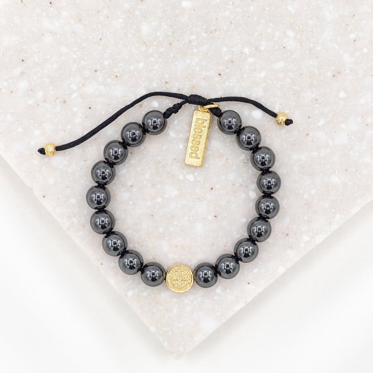 Wake Up and Pray Meditation Bracelet - Hematite - My Saint My Hero