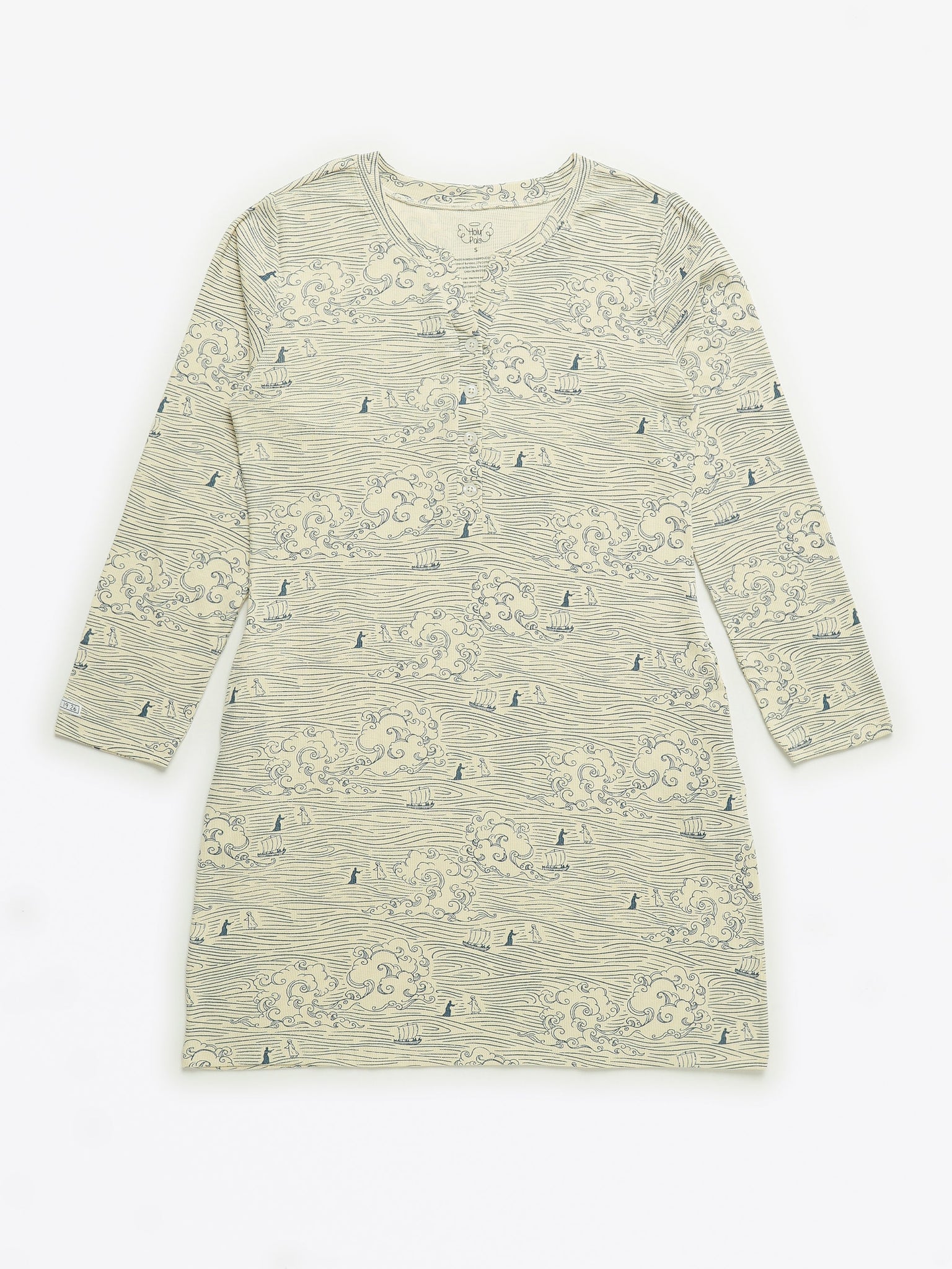 Walking on Water Womens Nightgown PJ Ribbed Cotton-Bamboo Blend