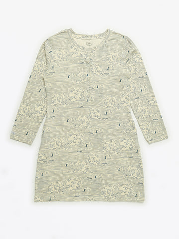 Walking on Water Womens Nightgown PJ Ribbed Cotton-Bamboo Blend